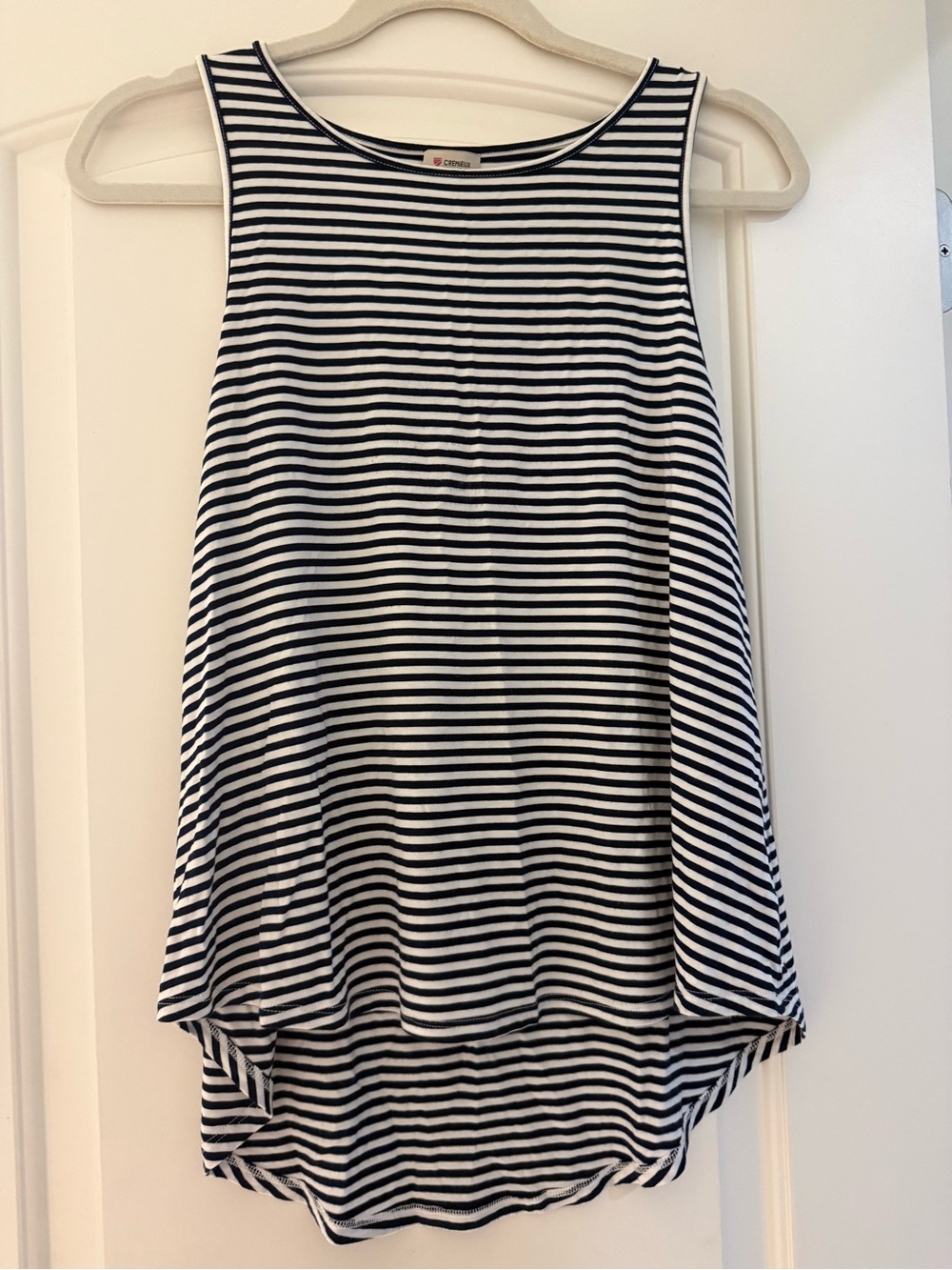 Cremieux Striped Navy & White Sleeveless Swing Tank Top